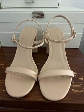 bp Blush Nude Single-Strap Block Heel Sandals